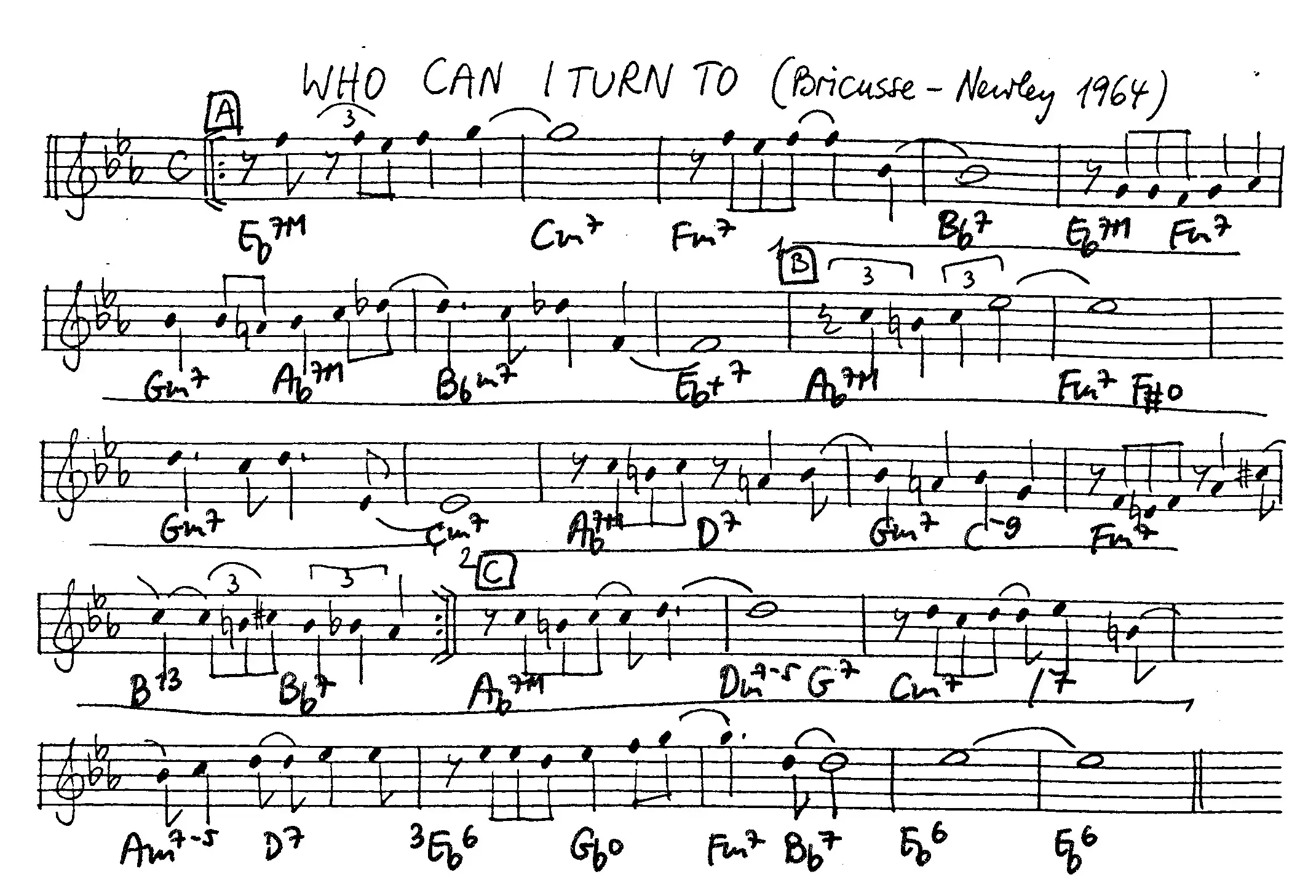 who can i turn to free jazz leadsheet - Courtesy of the Jungle Jazz Band